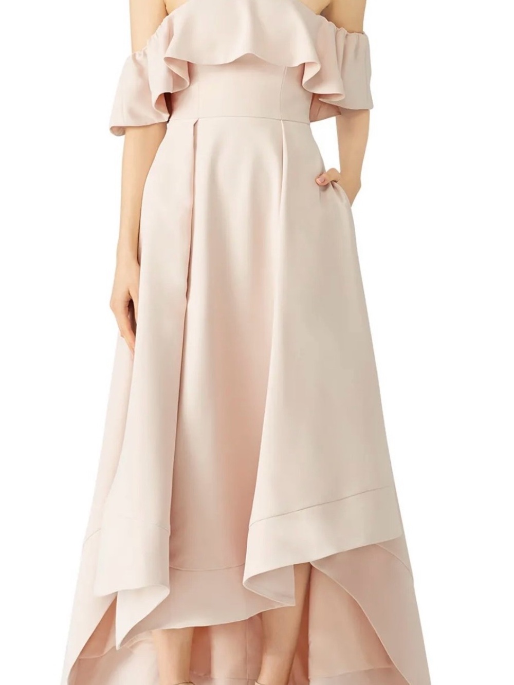 C/MEO Collective Blush Off-Shoulder Ruffle Maxi Dress